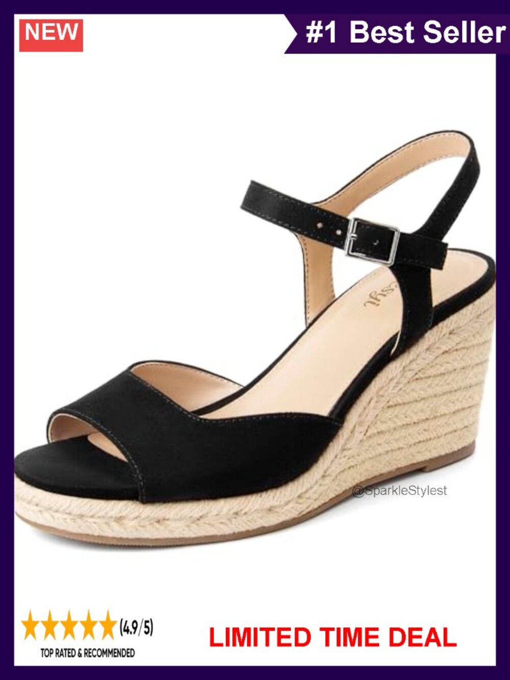 Wedge Platform Sandals Braided Espadrilles Ankle Strap Open Toe Buckle